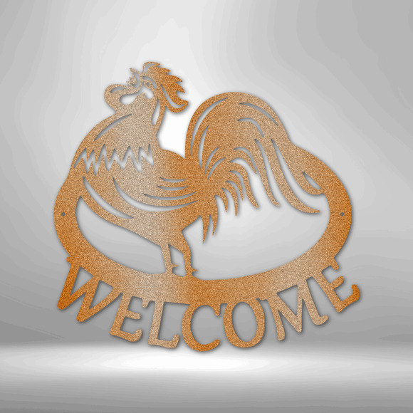 Welcome Rooster Steel Sign Laser Cut Powder Coated Home & Office Metal Wall Deco